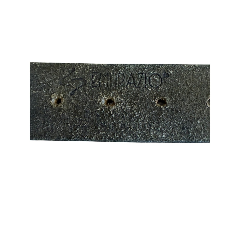 Embrazio Curved Coperto Gray Black Studded Leather Belt Brass Distressed 32 - Picture 3 of 4